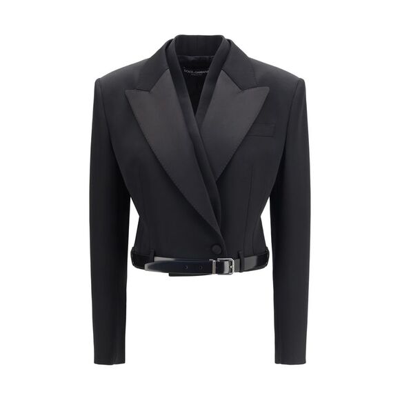 DOLCE & GABBANA Jackets & Blazers - Dolce & Gabbana Women Sicilia Double-Breasted Wool Gabardine Jacket
